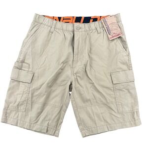 Denali Mens Khaki Cargo Shorts Size 34 New Tan Cotton Twill Elastic Waist
